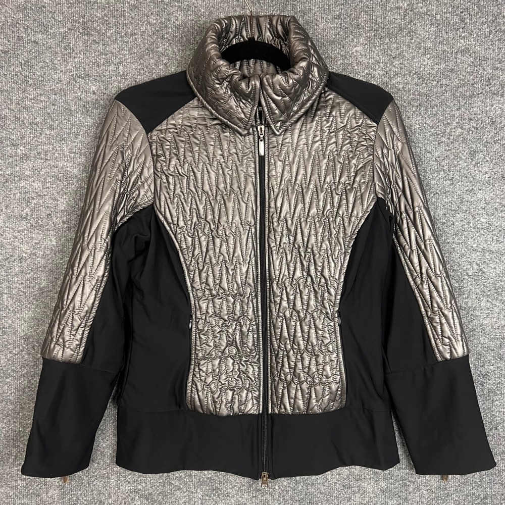 Anatomie Quilted Puffer Jacket Womens Large Black Gray Excellent